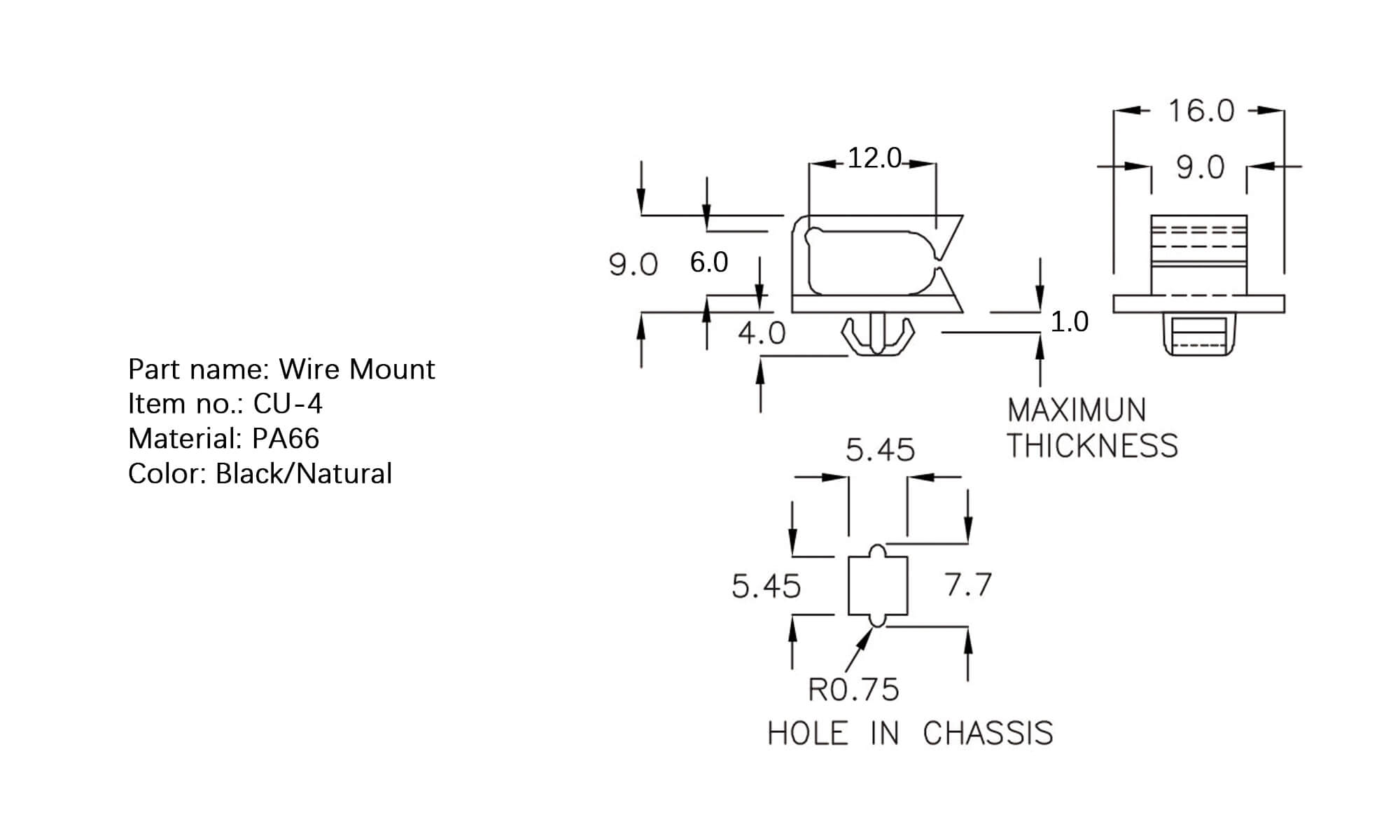 Plastic Wire Mount CU-4